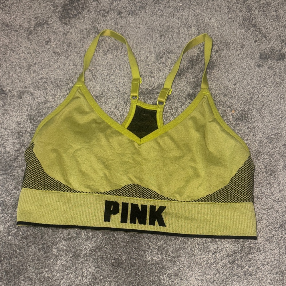 PINK Victoria's Secret Neon Lime Seamless Sports Bralette
